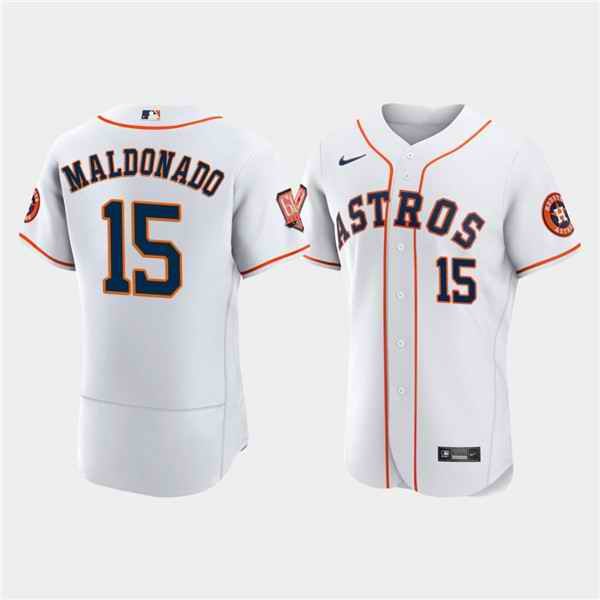 Men's Houston Astros #15 Mart'n Maldonado White 60th Anniversary Flex Base Stitched Baseball Jersey