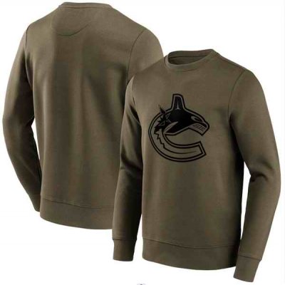 Men's Vancouver Canucks Khaki Iconic Preferred Logo Graphic Crew Sweatshirt