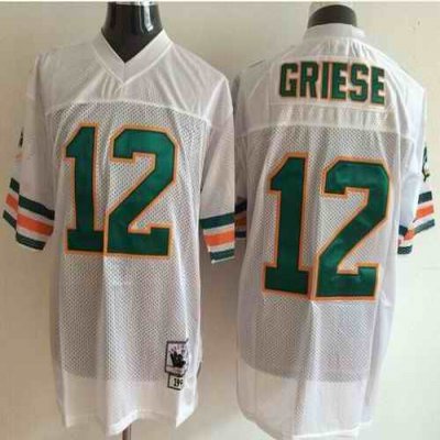 Mitchell And Ness Dolphins #12 Bob Griese White Throwback Stitched NFL Jerseys