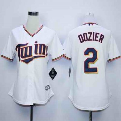 Twins #2 Brian Dozier White Home Women's Stitched MLB Jersey