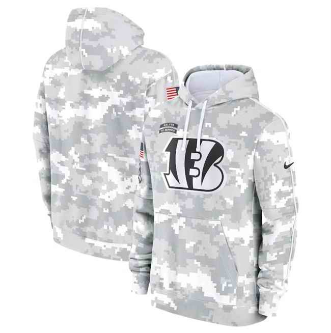 Youth Cincinnati Bengals 2024 White/Gray Salute To Service Pullover Hoodie