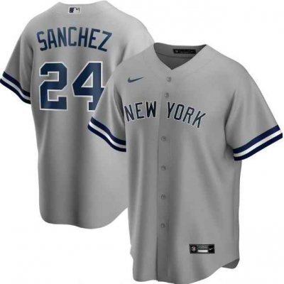 Men's New York Yankees #24 Gary S'nchez Grey Cool Base Stitched Jersey