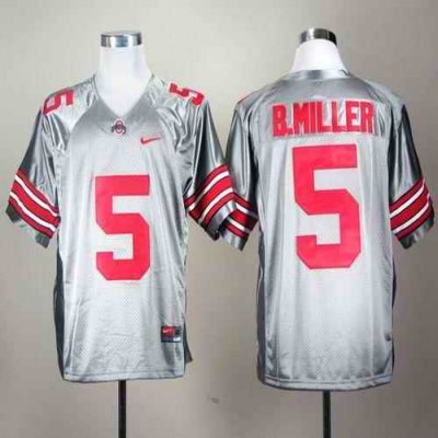 Buckeyes #5 Braxton Miller Grey Stitched NCAA Jersey