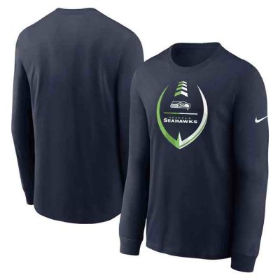 Men's Seattle Seahawks Navy Icon Legend Performance Long Sleeve T-Shirt