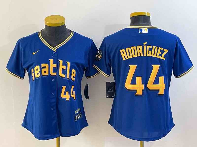 Women's Seattle Mariners #44 Julio Rodriguez Royal 2023 City Connect With Patch Stitched Baseball Jersey(Run Small)