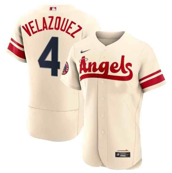 Men's Los Angeles Angels #4 Andrew Velazquez 2022 Cream City Connect Flex Base Stitched Jersey