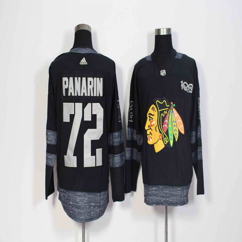 Men's Adidas Chicago Blackhawks #72 Artemi Panarin Black 1917-2017 100th Anniversary Stitched NHL Jersey