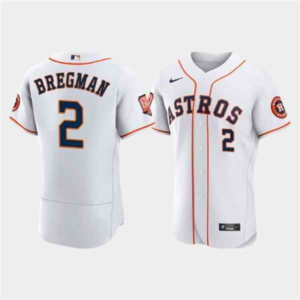 Men's Houston Astros #2 Alex Bregman White 60th Anniversary Flex Base Stitched Baseball Jersey