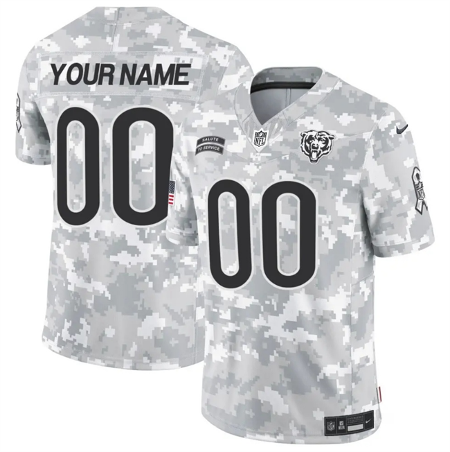 Men's Chicago Bears Active Player Custom 2024 F.U.S.E Arctic Camo Salute to Service Limited Stitched Football Jersey