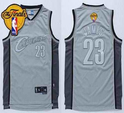 Cavaliers #23 LeBron James Grey Anniversary Style The Finals Patch Stitched NBA Jersey