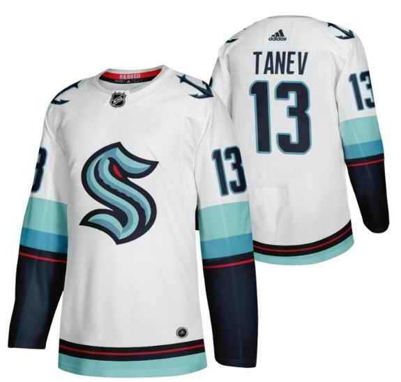 Men's Seattle Kraken #13 Brandon Tanev White Stitched Jersey