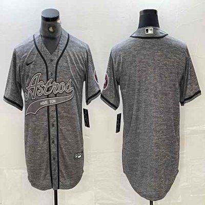 Men's Houston Astros Blank Grey With Patch Cool Base Stitched Baseball Jersey