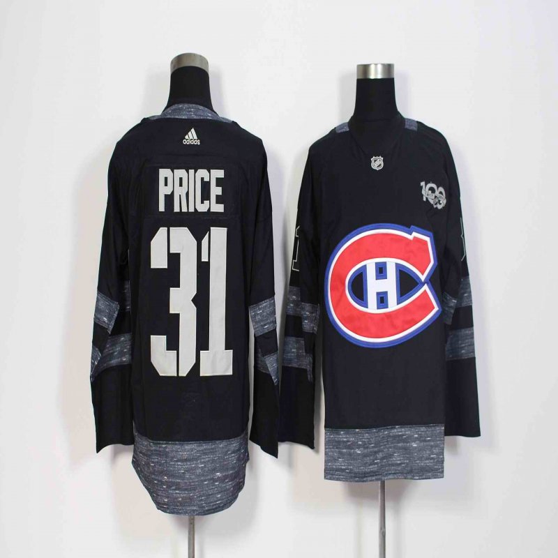 Men's Adidas Montreal Canadiens #31 Carey Price Black 1917-2017 100th Anniversary Stitched NHL Jersey