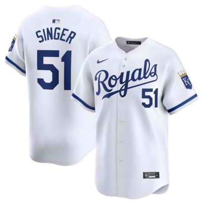 Men's Kansas City Royals #51 Brady Singer White 2024 Home Limited Stitched Baseball Jersey