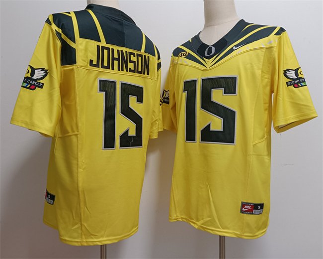 Men's Oregon Ducks #15 Tez Johnson Yellow 2024 F.U.S.E. Stitched Jersey