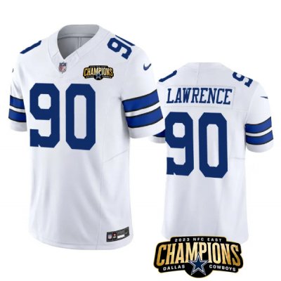 Men's Dallas Cowboys #90 DeMarcus Lawrence White 2023 F.U.S.E. NFC East Champions Patch Stitched Football Jersey