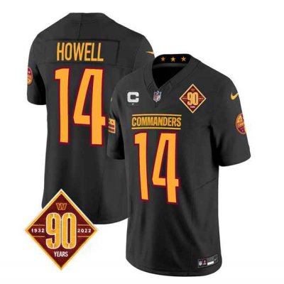 Men's Washington Commanders #14 Sam Howell Black 2023 F.U.S.E. With 1-Star C Patch 90th Anniversary Vapor Limited Stitched Football Jersey