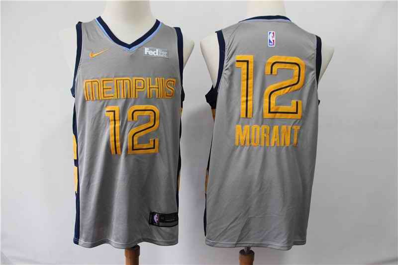 Men's Memphis Grizzlies #12 Ja Morant Grey Stitched NBA Jersey