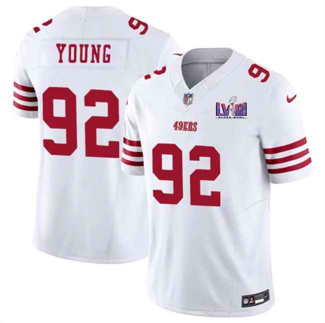 Men's San Francisco 49ers #92 Chase Young White F.U.S.E. Super Bowl LVIII Patch Vapor Untouchable Limited Stitched Football Jersey