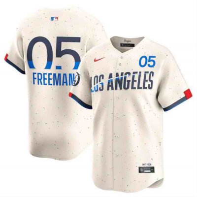 Men's Los Angeles Dodgers #5 Freddie Freeman Cream 2024 City Connect Limited Stitched Baseball Jersey