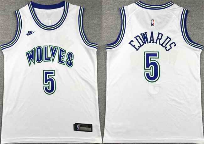 Youth Minnesota Timberwolves #5 Anthony Edwards WhiteCity Edition Stitched Jersey