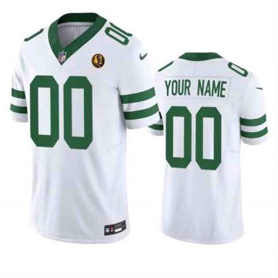 Men's New York Jets Active Player Custom White 2023 F.U.S.E. Throwback With John Madden Patch Vapor Limited Stitched Football Jersey