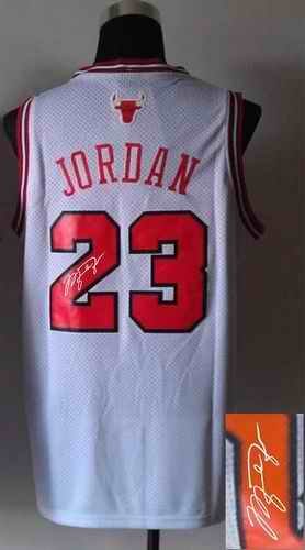 Revolution 30 Autographed Bulls #23 Michael Jordan White Stitched NBA Jersey