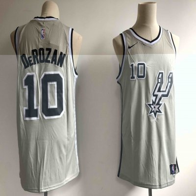 Men's San Antonio Spurs #10 DeMar DeRozan Gray NBA Swingman Stitched Jersey