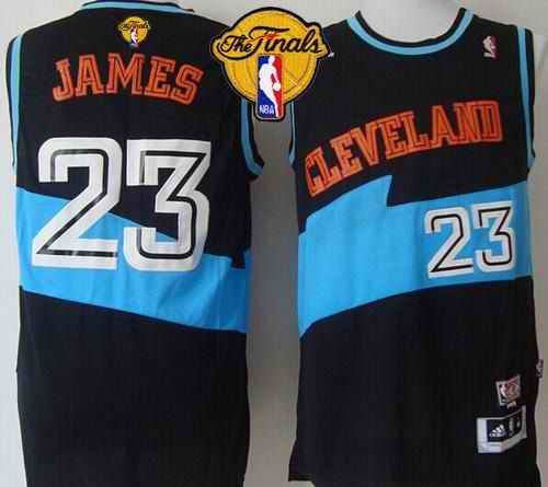 Cavaliers #23 LeBron James Black ABA Hardwood Classic The Finals Patch Stitched NBA Jersey