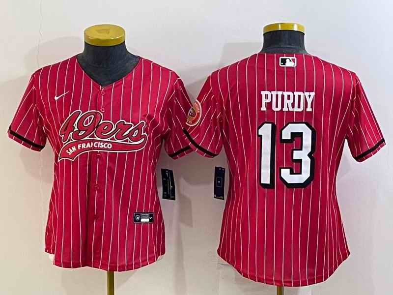 Youth San Francisco 49ers #13 Brock Purdy New Red With Patch Cool Base Stitched Baseball Jersey