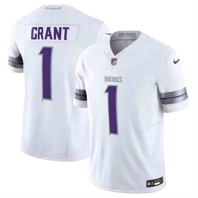 Youth Minnesota Vikings #1 Bud Grant White F.U.S.E. Winter Warrior Limited Stitched Jersey