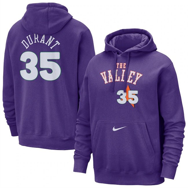 Men's Phoenix Suns #35 Kevin Durant Purple 2024/25 City Edition Essential Club Pullover Hoodie