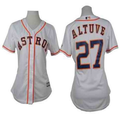 Astros #27 Jose Altuve White Home Women's Stitched MLB Jersey