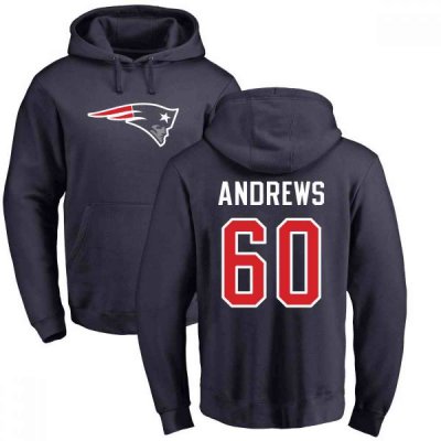 Men's New England Patriots #60 David Andrews 2019 Navy Blue Pullover Hoodie