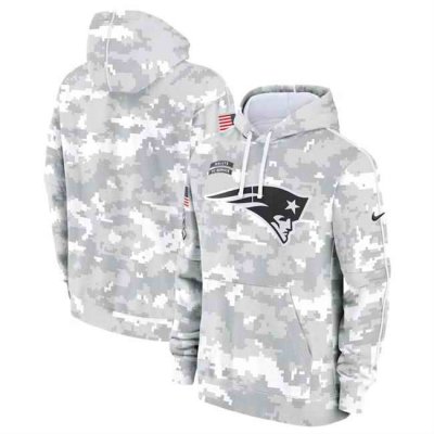 Youth New England Patriots 2024 White/Gray Salute To Service Pullover Hoodie