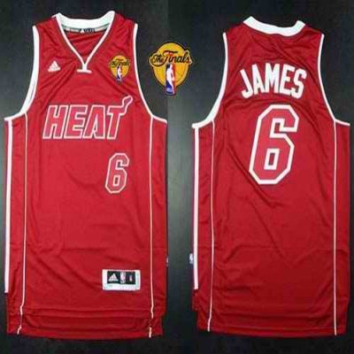 Heat #6 LeBron James Red Pride Swingman Finals Patch Stitched NBA Jersey