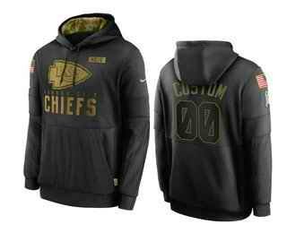 Men's Kansas City Chiefs ACTIVE PLAYER Custom 2020 Black Salute To Service Sideline Performance Pullover Hoodie