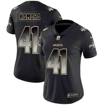 Women's New Orleans Saints #41 Alvin Kamara Black 2019 Smoke Fashion Limited Stitched NFL Jersey(Run Small)