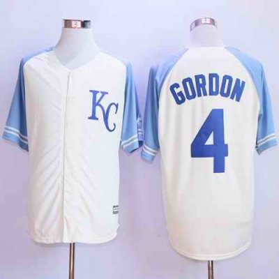 Royals #4 Alex Gordon Cream Exclusive Vintage Stitched MLB Jersey