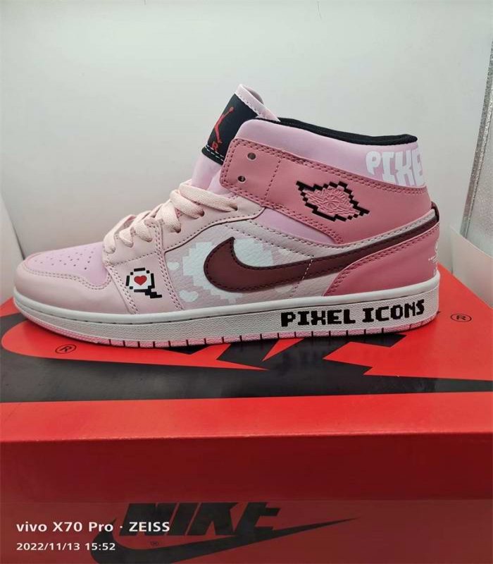 Men's Running Weapon Air Jordan 1 Pink/White Shoes 330