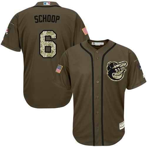 Orioles #6 Jonathan Schoop Green Salute to Service Stitched Youth MLB Jersey