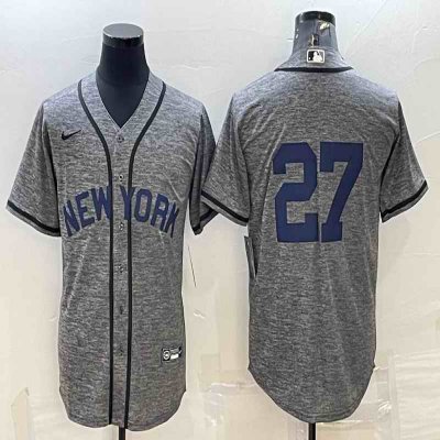 Men's New York Yankees #27 Giancarlo Stanton Grey Cool Base Stitched Jersey