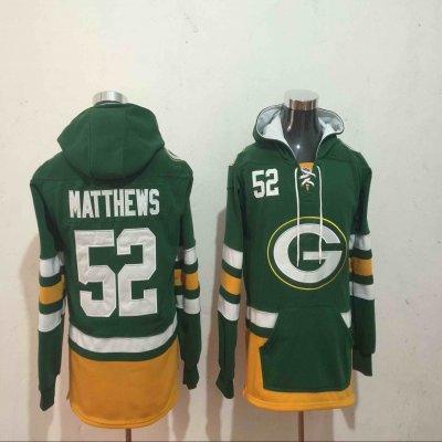 Men's Green Bay Packers #52 Clay Matthews Green All Stitched NFL Hoodie Sweatshirt