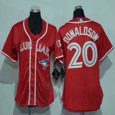 Blue Jays #20 Josh Donaldson Red Canada Day Women's Stitched MLB Jersey