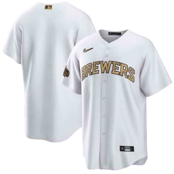 Men's Milwaukee Brewers Blank 2022 All-Star White Cool Base Stitched Baseball Jersey