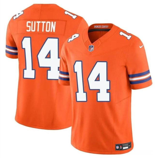 Youth Denver Broncos #14 Courtland Sutton Orange F.U.S.E. Mile High Collection 1977 Throwback Vapor Limited Stitched Football Jersey