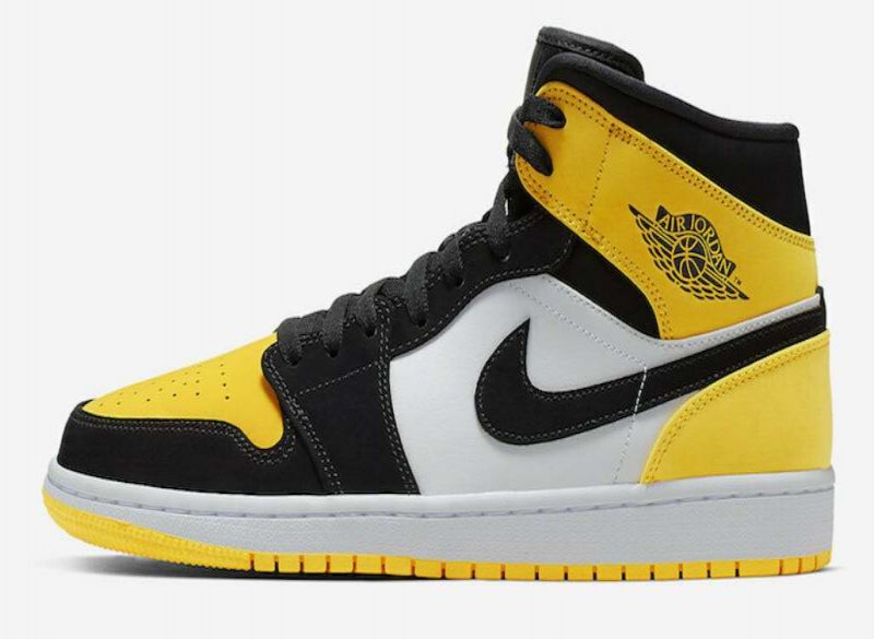 Men's Running Weapon Air Jordan 1 Mid SE Tour Yellow Toe Black White Shoes 0159