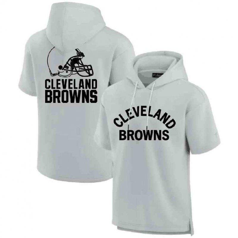 Men's Cleveland Browns Gray Super Soft Fleece Short Sleeve Hoodie