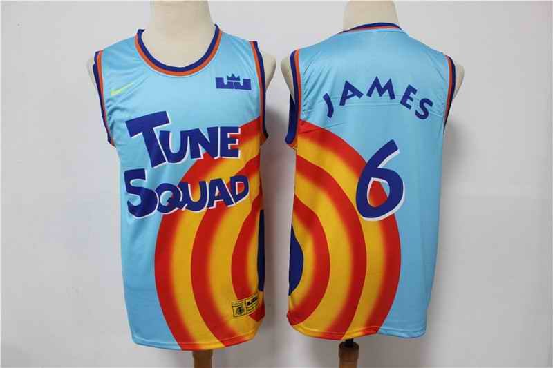 Space Jam Tune Squad #6 Lebron James Blue Stitched Jersey