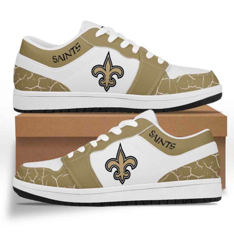 Women's New Orleans Saints Low Top Leather AJ1 Sneakers 001